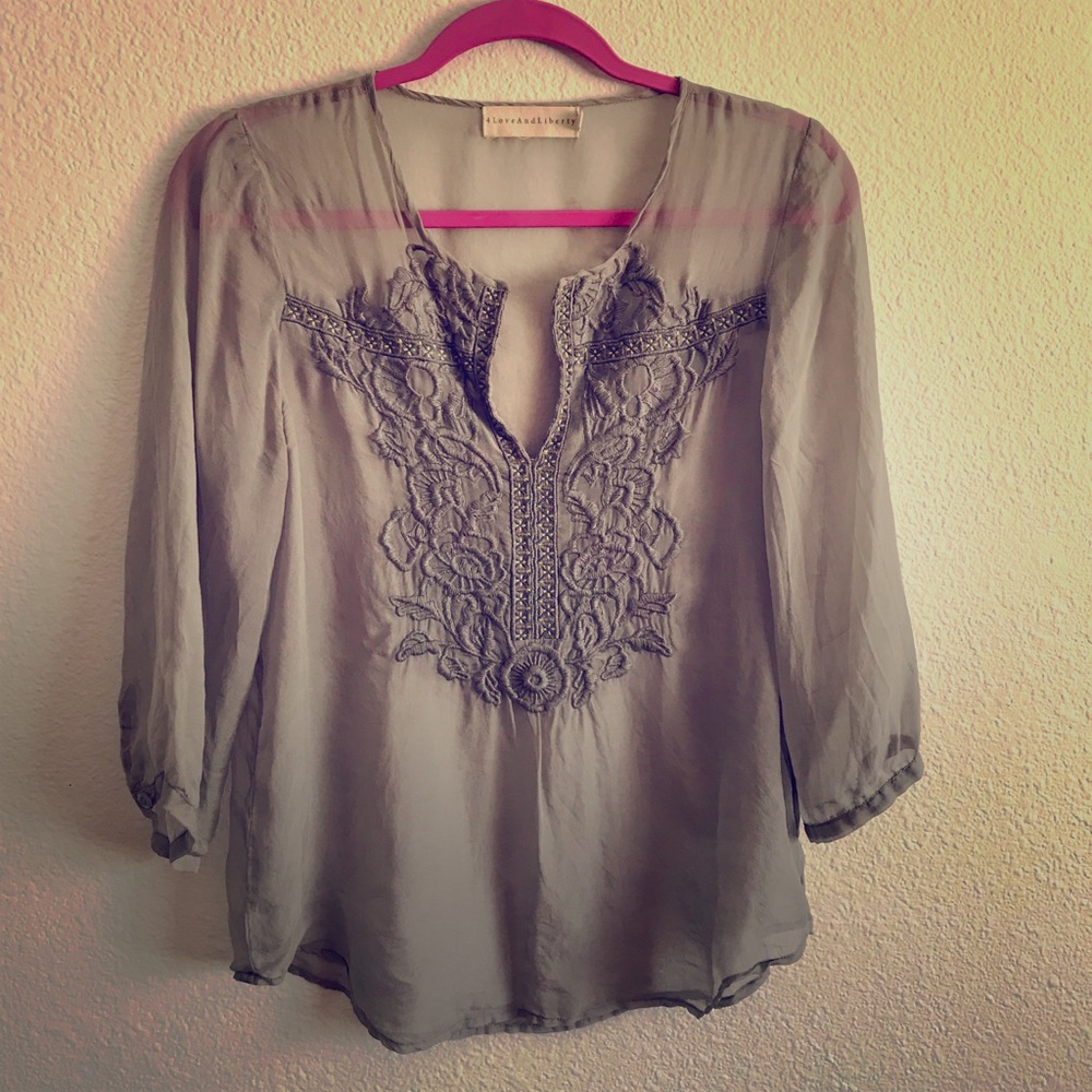 Gray silk top